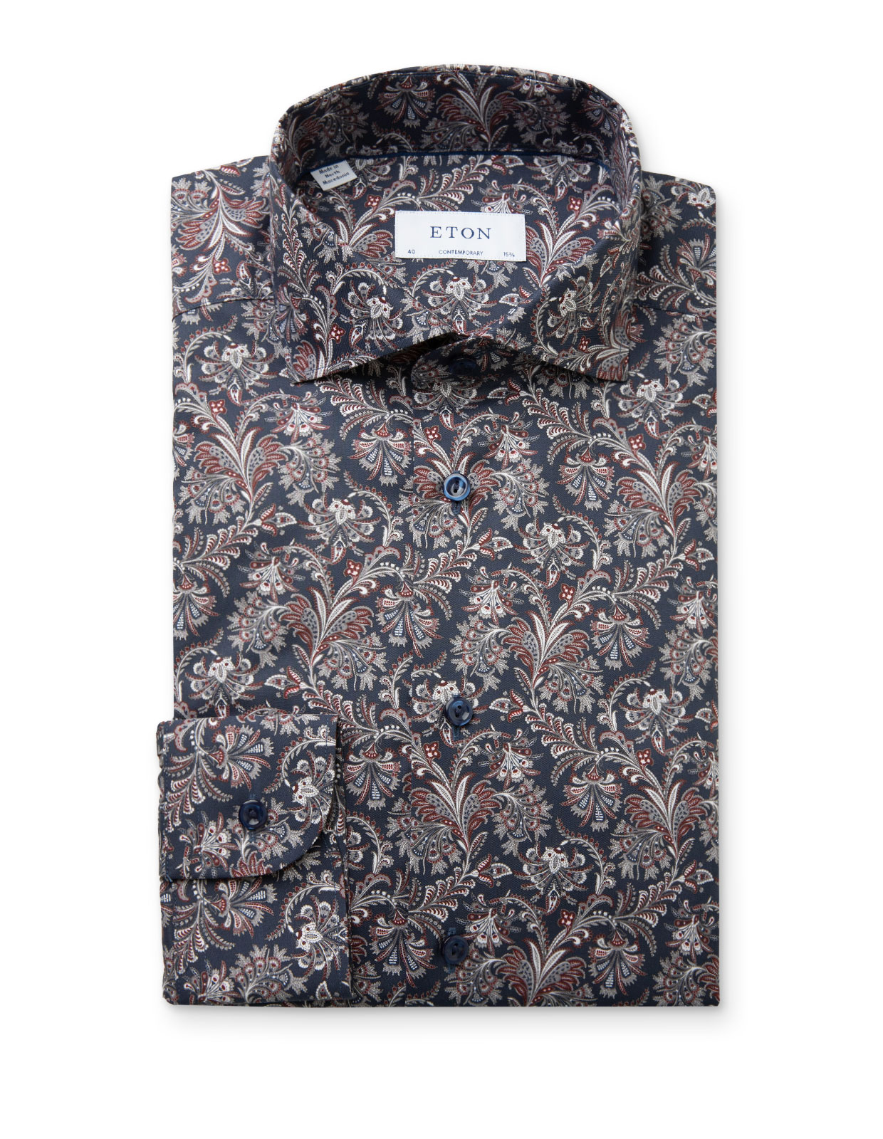 Contemporary Fit Skjorta Paisley Mönstrad Navy