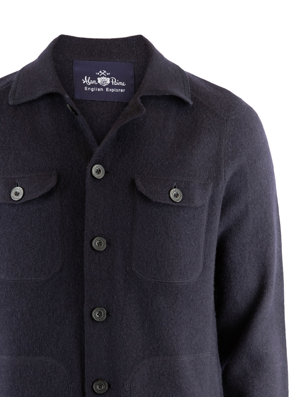 Ferndale Stickad Overshirt Ull Navy