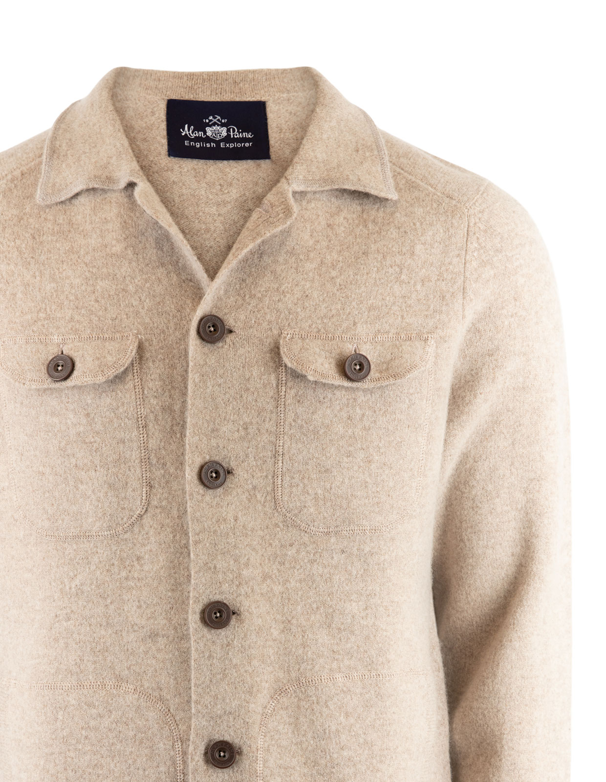 Ferndale Stickad Overshirt Ull Beige