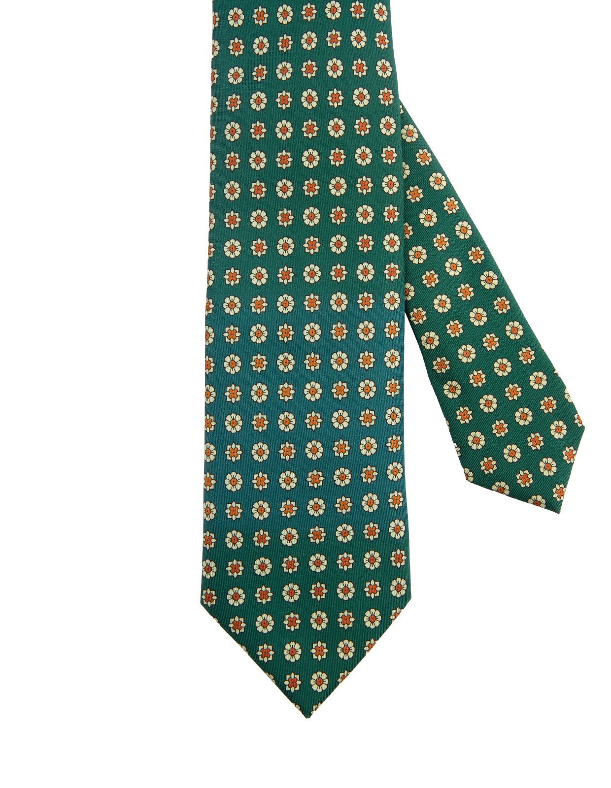 Classic Patterned Handmade Silk Tie Green