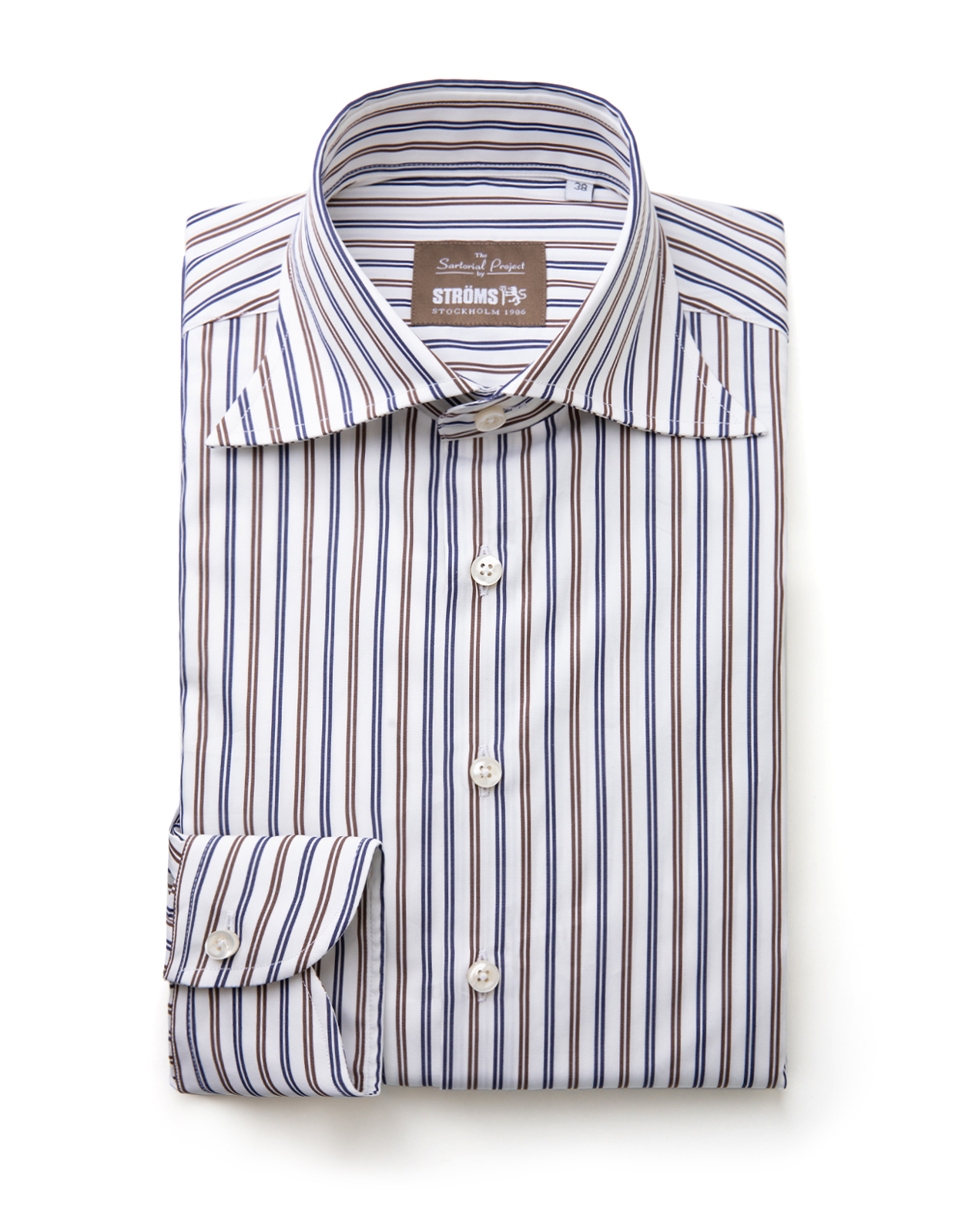 Sartorial Shirt Poplin Vit/Brun/Blå