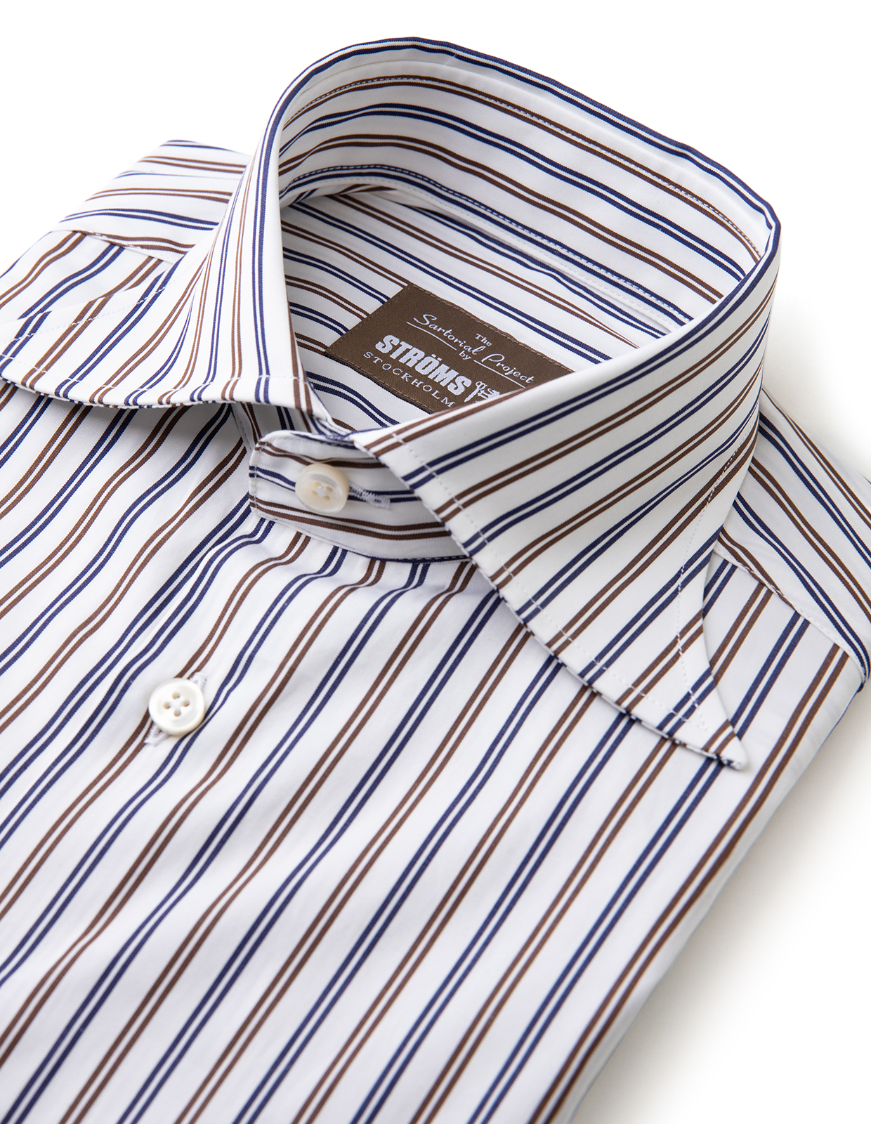 Sartorial Shirt Poplin Vit/Brun/Blå Stl 39