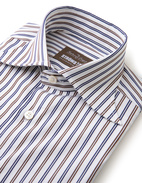 Sartorial Shirt Poplin Vit/Brun/Blå