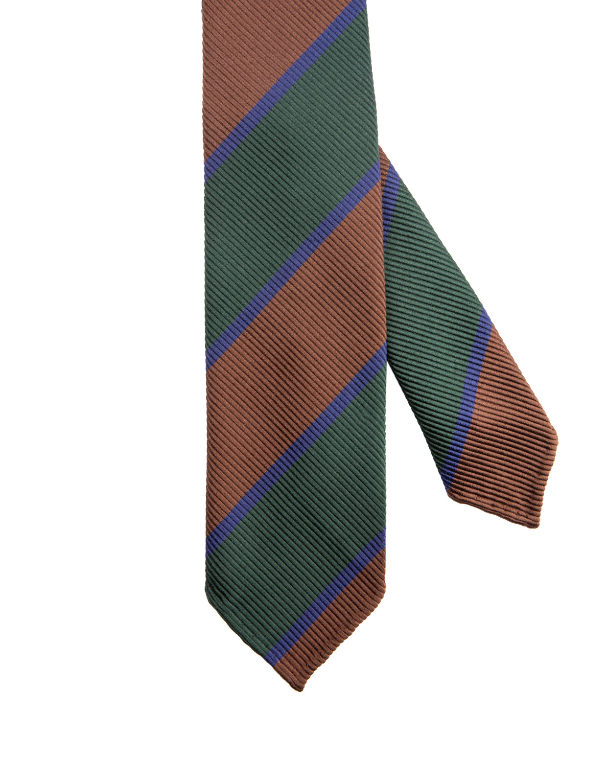 Striped Handmade Untipped Silk Tie Green Brown Blue