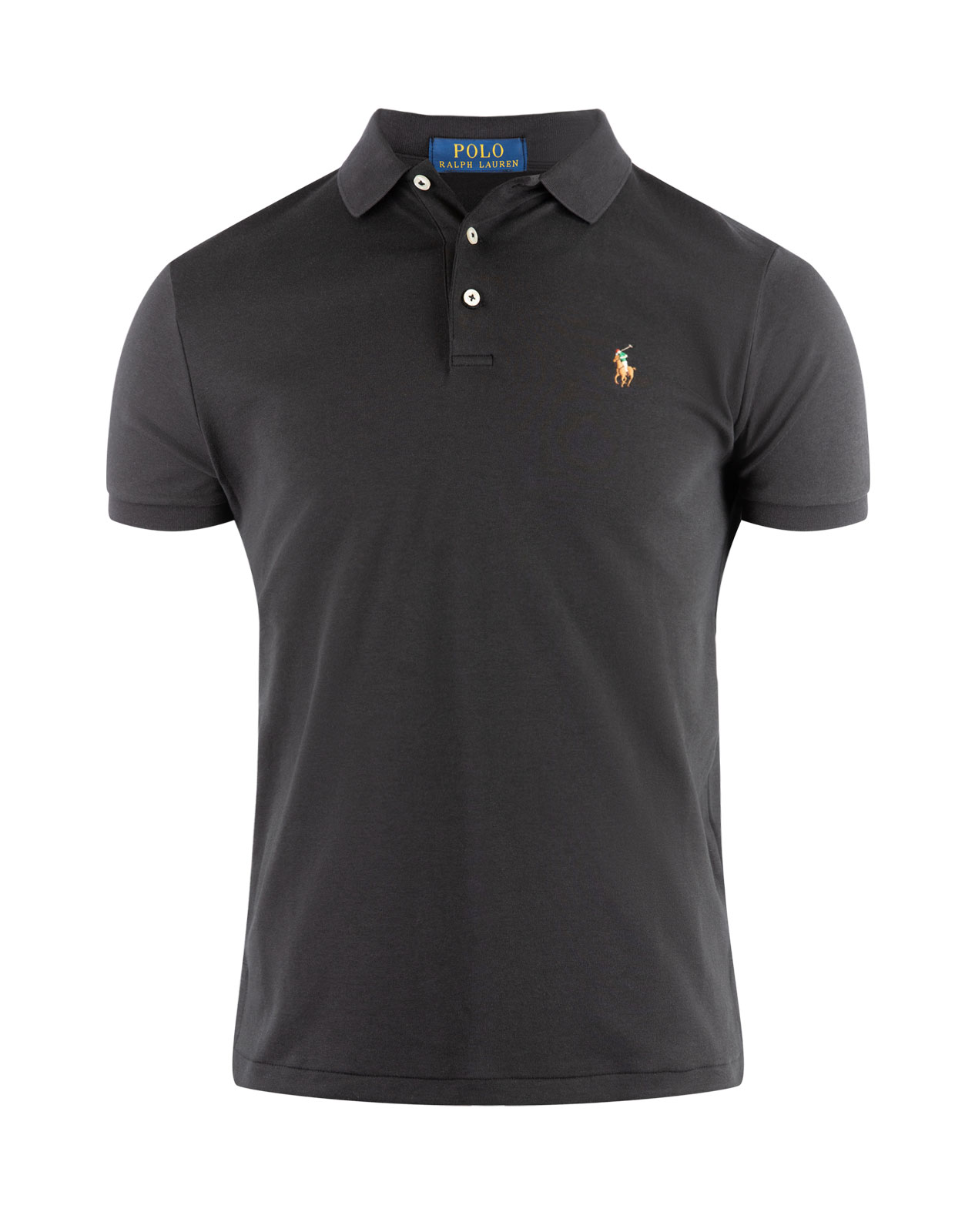 Custom Slim Fit Soft Cotton Polo Svart