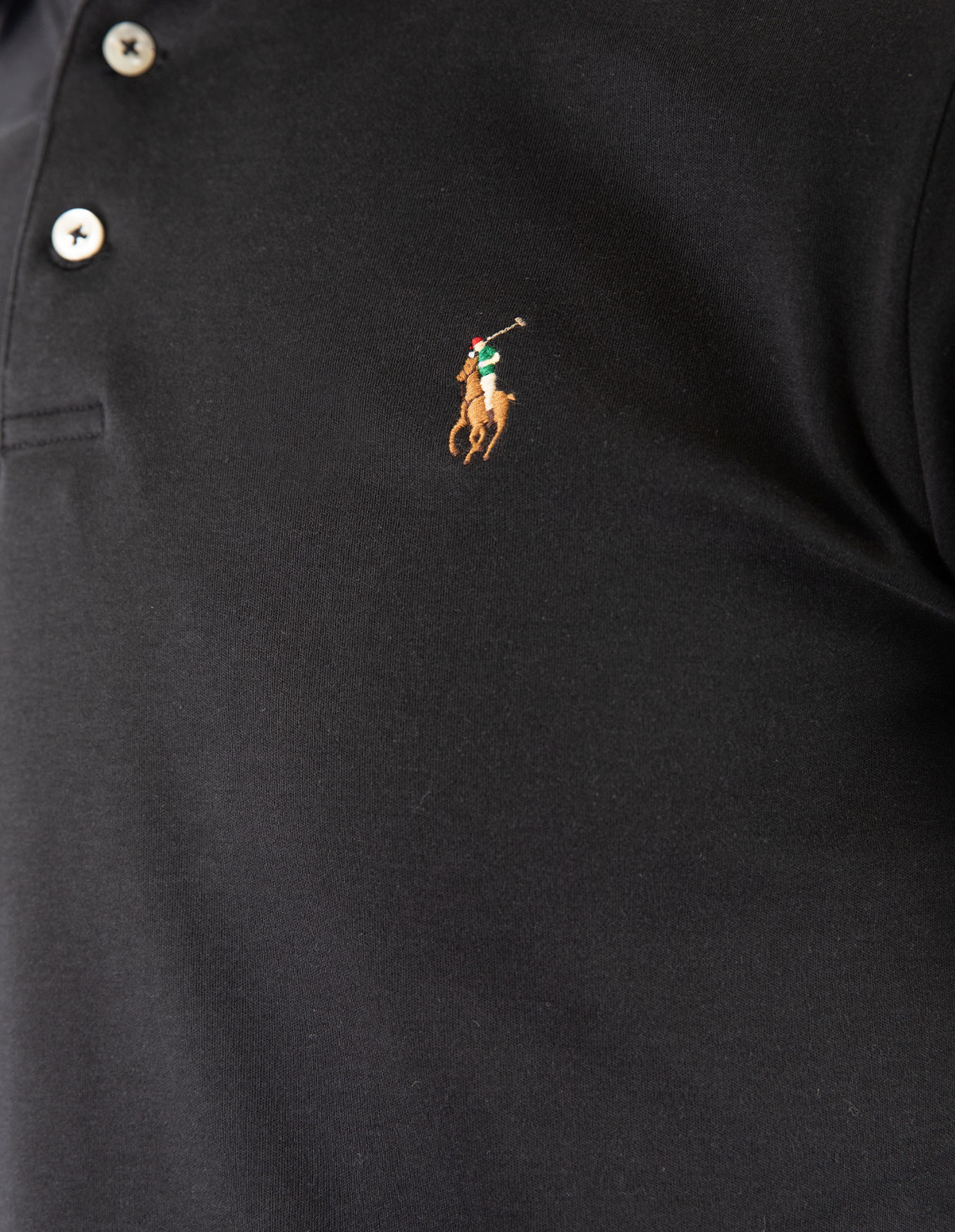 Custom Slim Fit Soft Cotton Polo Svart