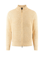 Full Zip Cardigan Bomull Melerad Beige