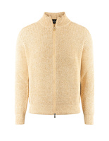 Full Zip Cardigan Bomull Melerad Beige Stl 48