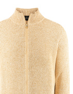 Full Zip Cardigan Bomull Melerad Beige