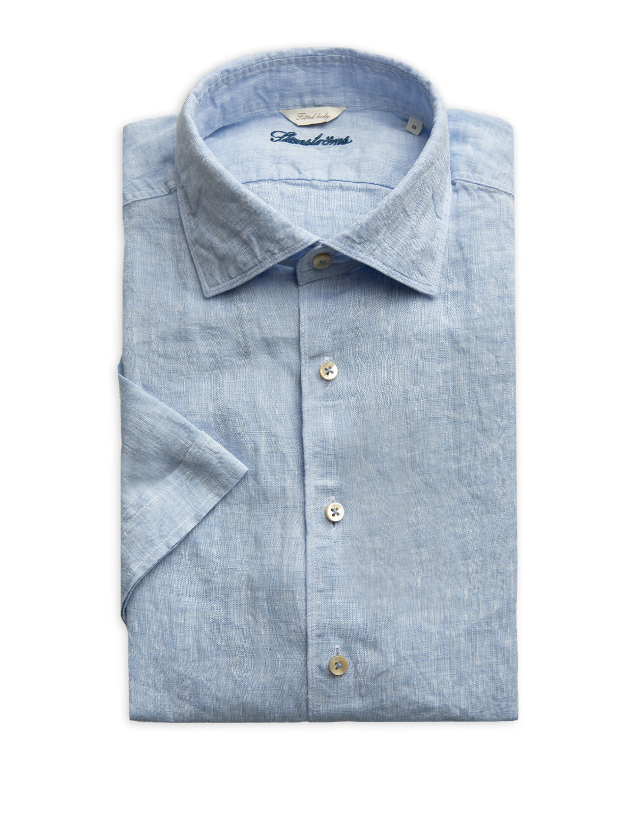 Fitted Body Kortärmsskjorta Linne Ljusblå XL