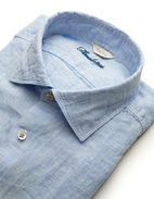 Fitted Body Kortärmsskjorta Linne Ljusblå XL