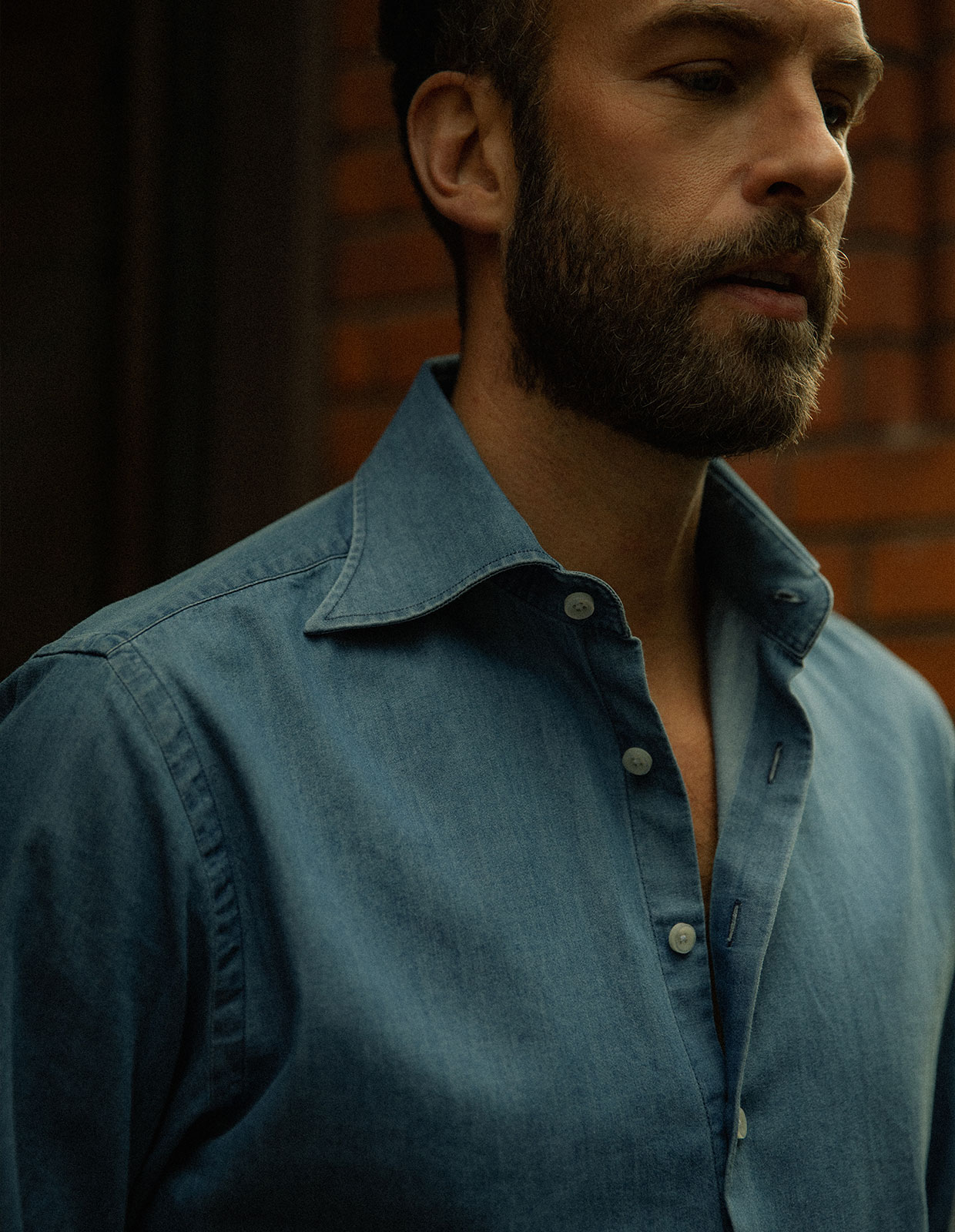 Sartorial Shirt Denim Tvättad Blå 45