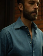 Sartorial Shirt Denim Tvättad Blå 45