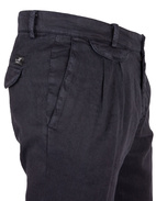 Amalfi Pleat Chinos Linen Cotton Stretch Blue Navy Stl 50