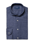 Slim Fit Skjorta Linne Navy Stl 40