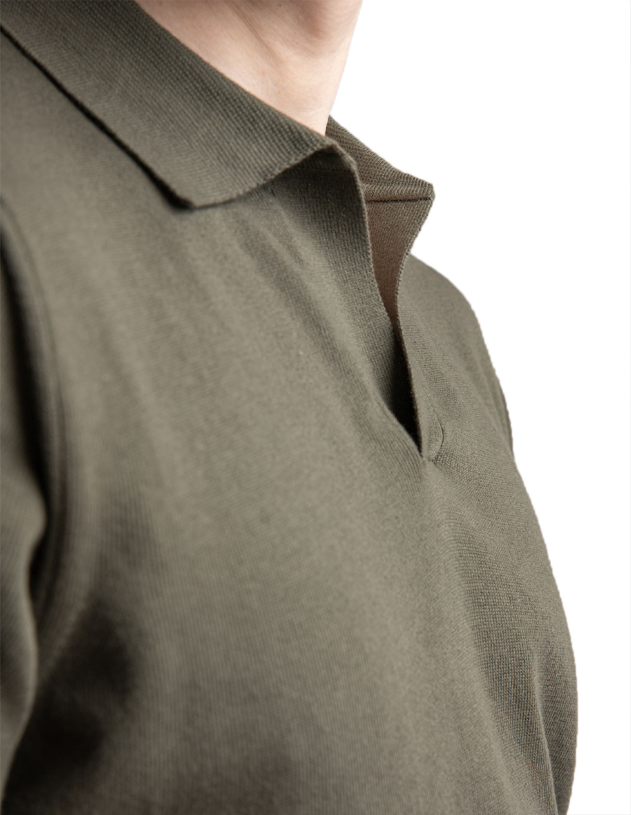 Open Polo Finstickad Bomull Grön