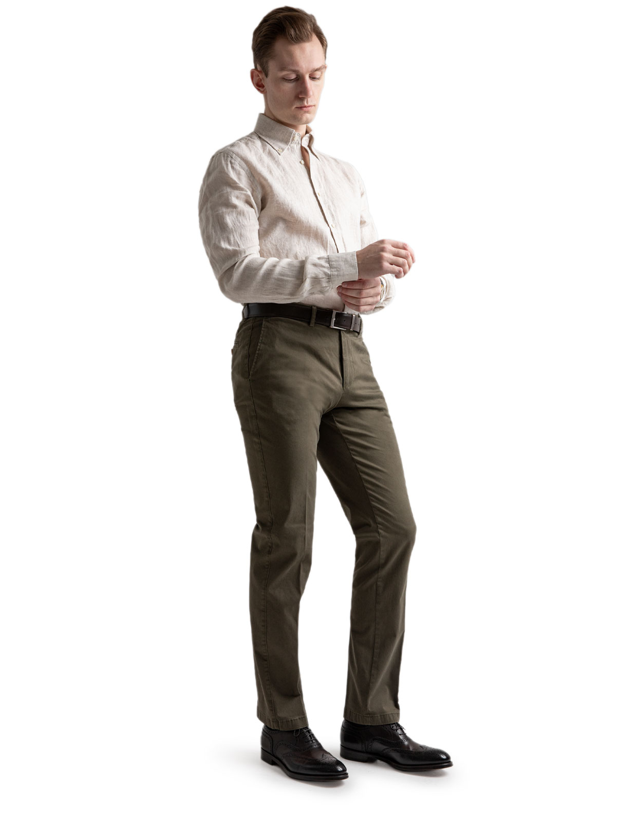 Slim Fit Skjorta Linne Beige