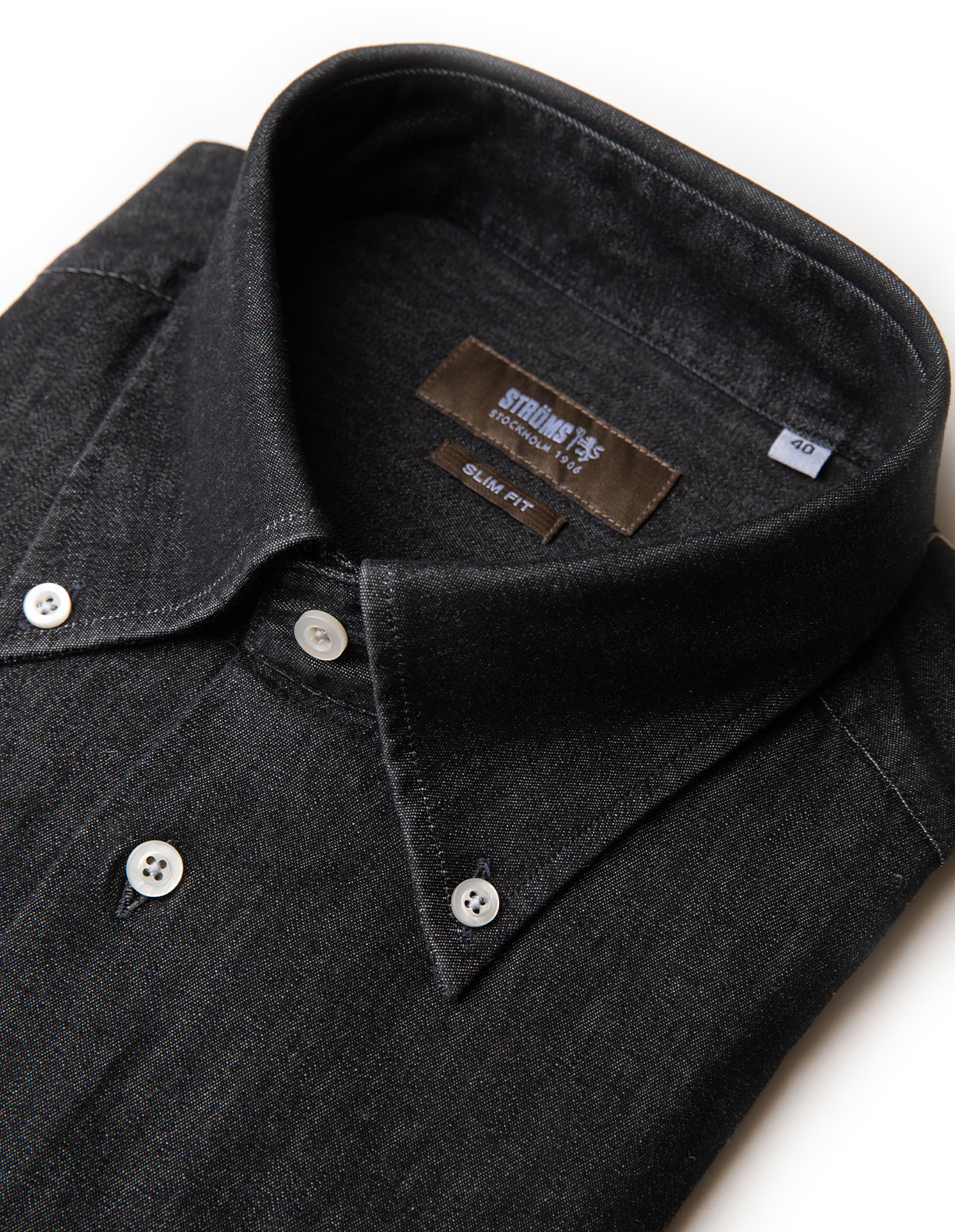 Slim Fit Skjorta Denim Vintage Svart Stl 43