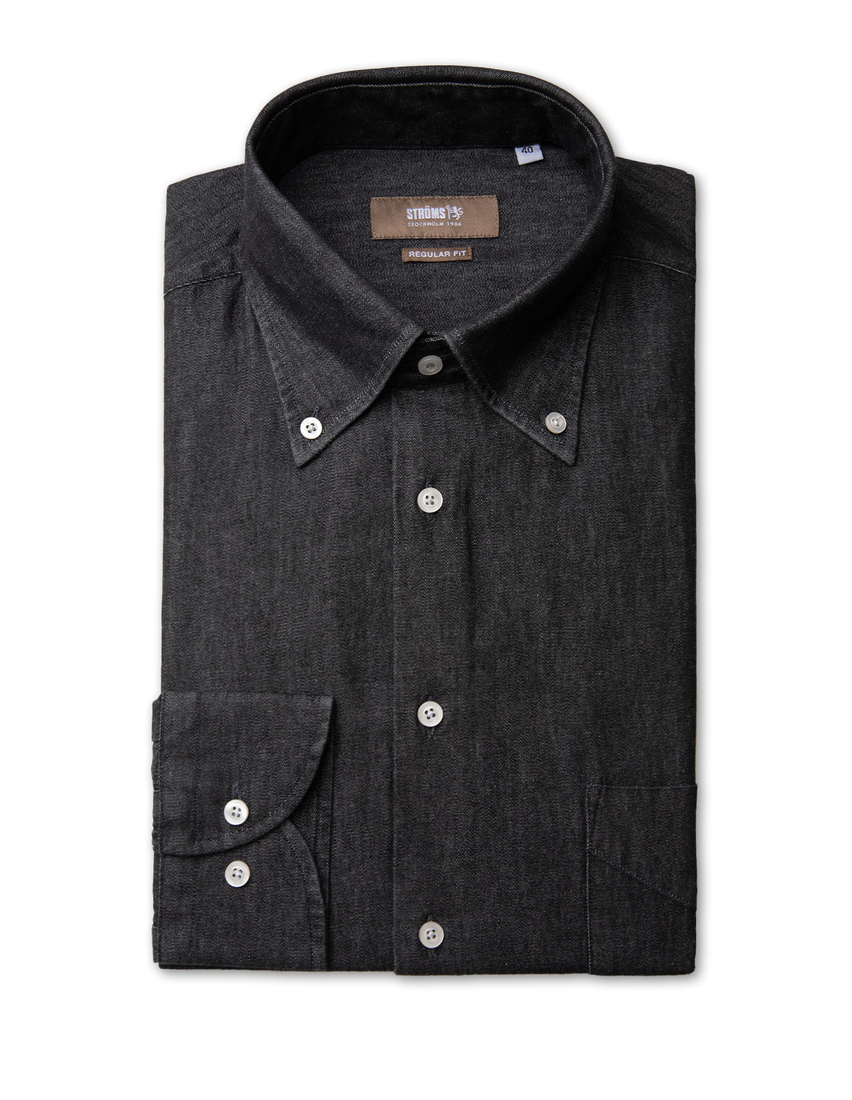 Regular Fit Skjorta Denim Vintage Svart 46