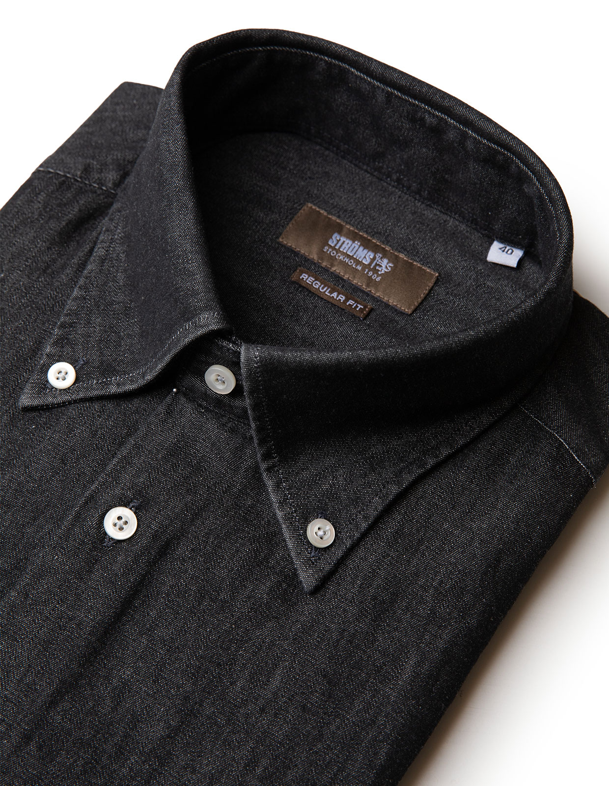 Regular Fit Skjorta Denim Vintage Svart 46