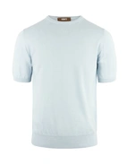 T-shirt Finstickad Bomull Ljusblå XL