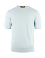 T-shirt Finstickad Bomull Ljusblå XL