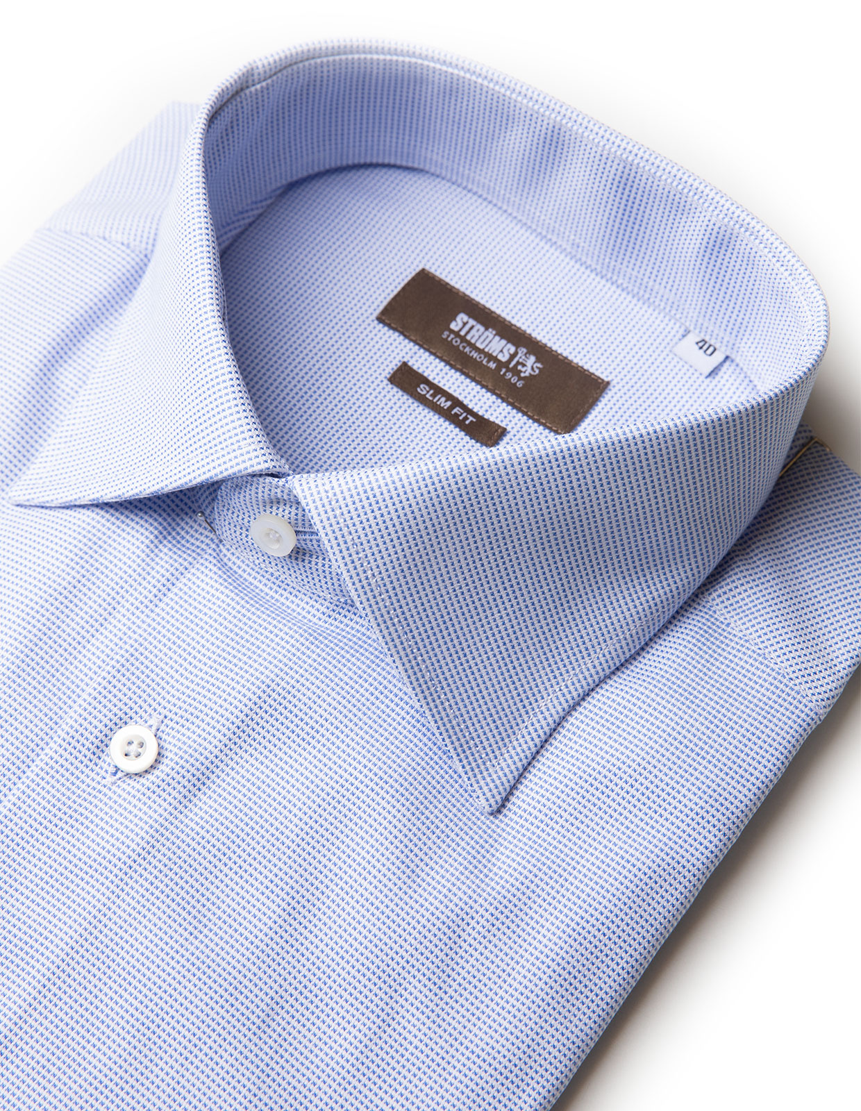 Slim Fit Skjorta Texturmönster Ljusblå Stl 39