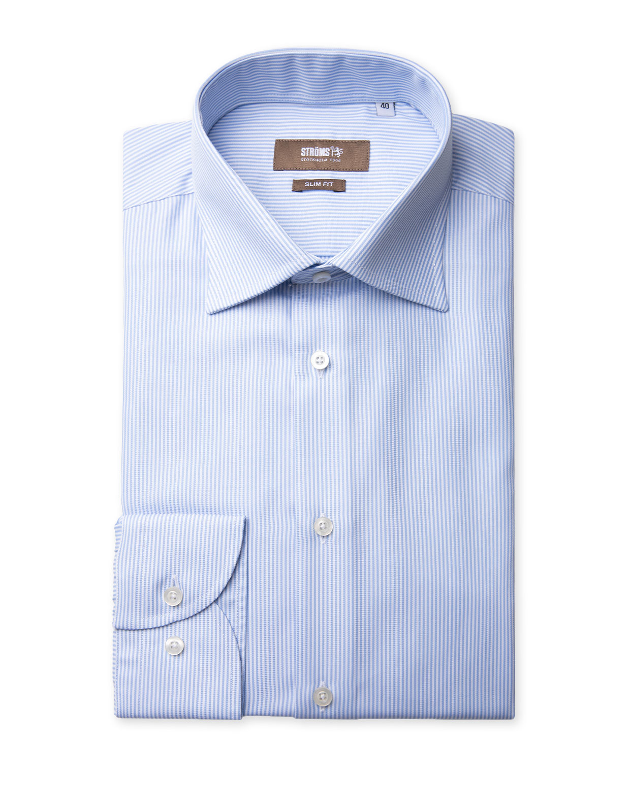 Slim Fit XLÄ Skjorta Bomull Randig Blå/Vit