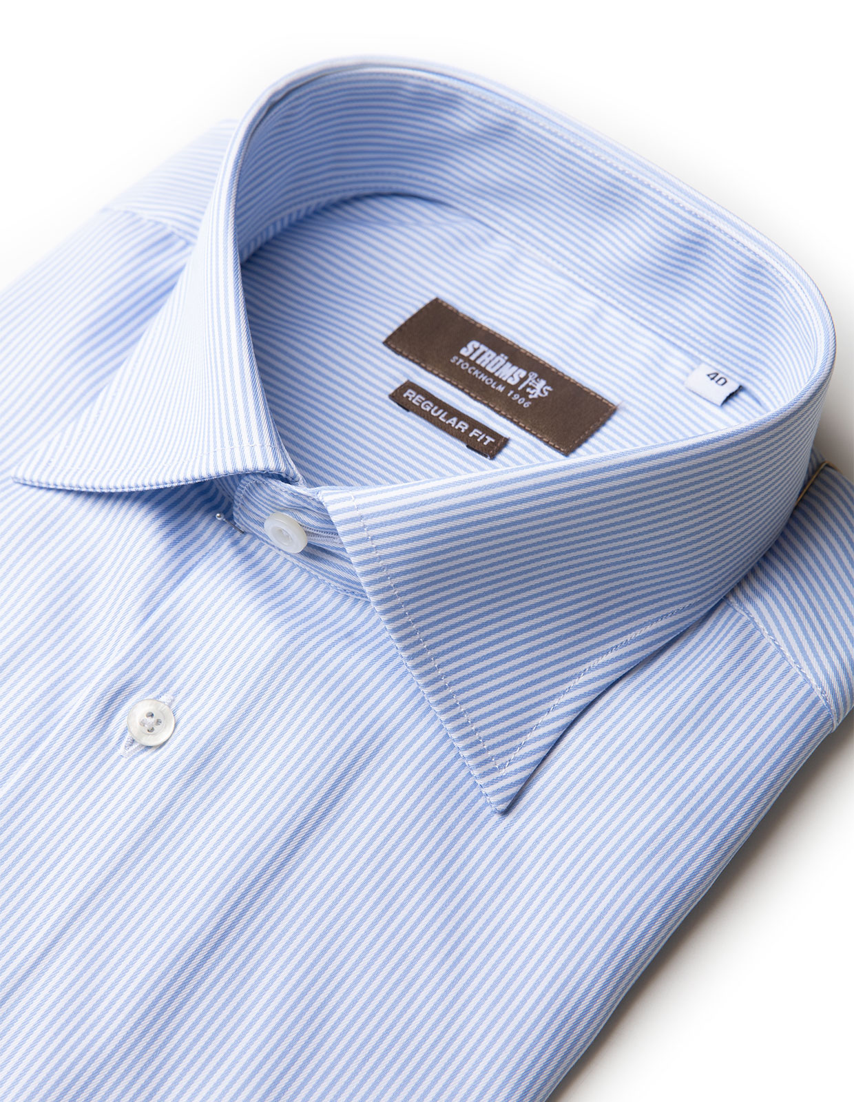 Regular Fit XLÄ Skjorta Bomull Randig Blå/VIt