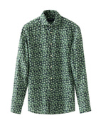 Slim Fit Skjorta Linne Grön