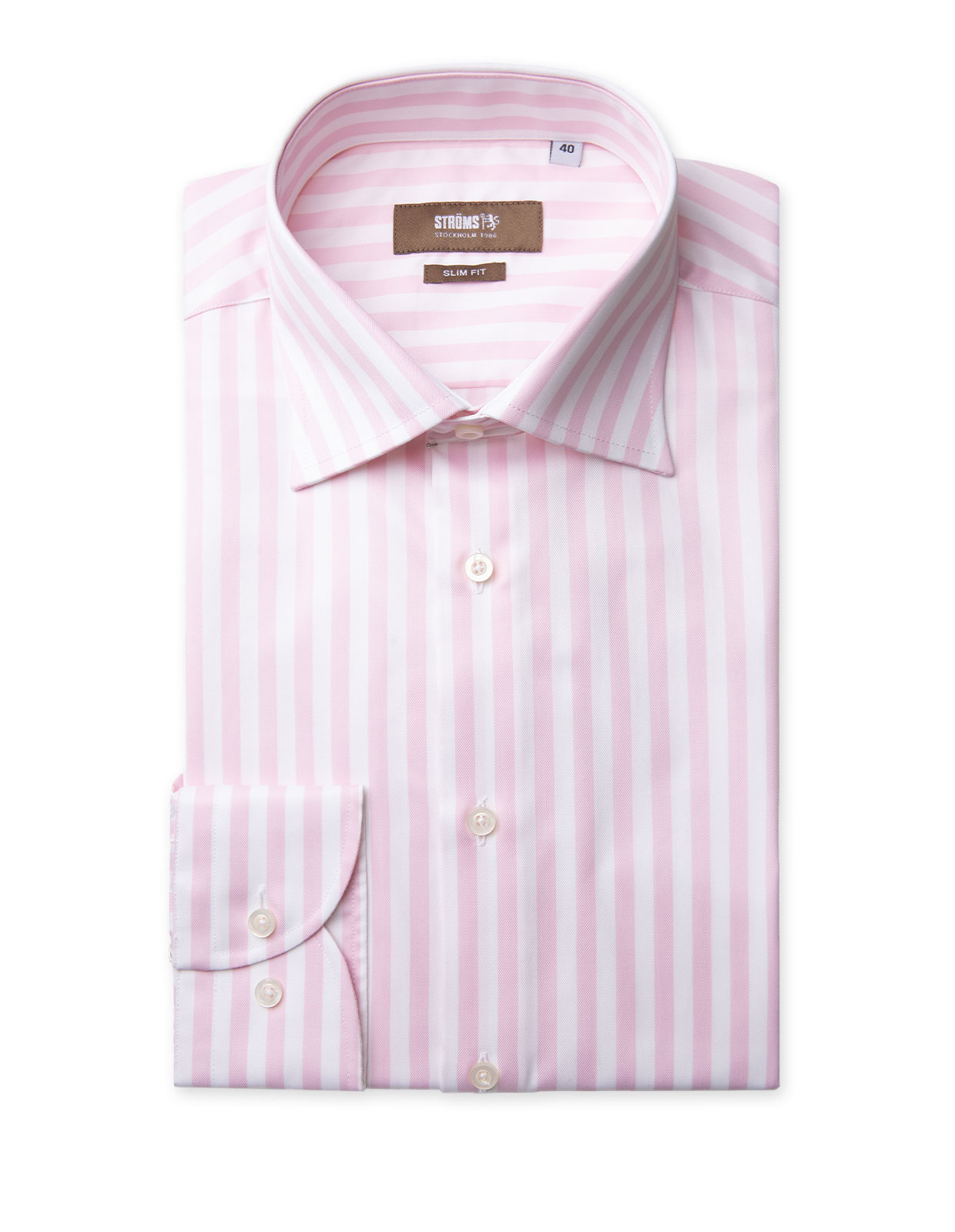 Slim Fit Skjorta Bomull Vit/Rosa Stl 40