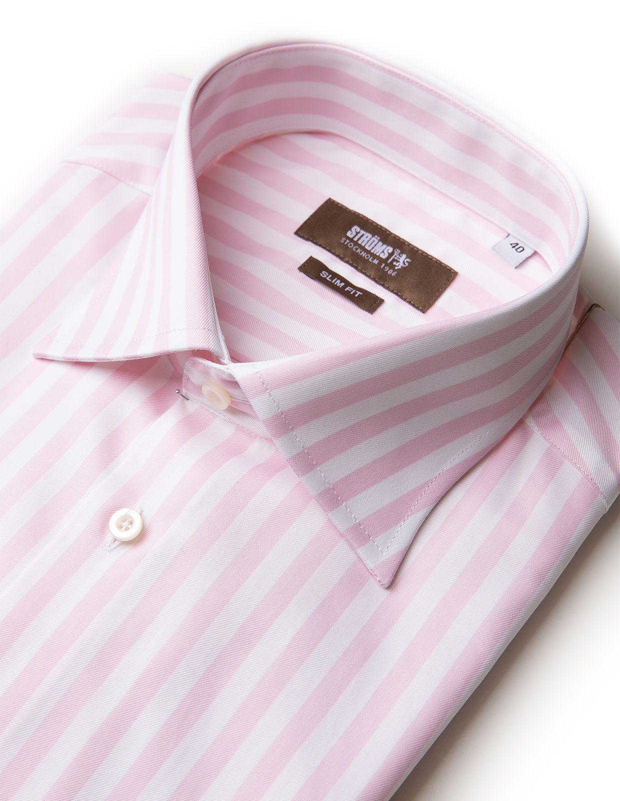 Slim Fit Skjorta Bomull Vit/Rosa Stl 40