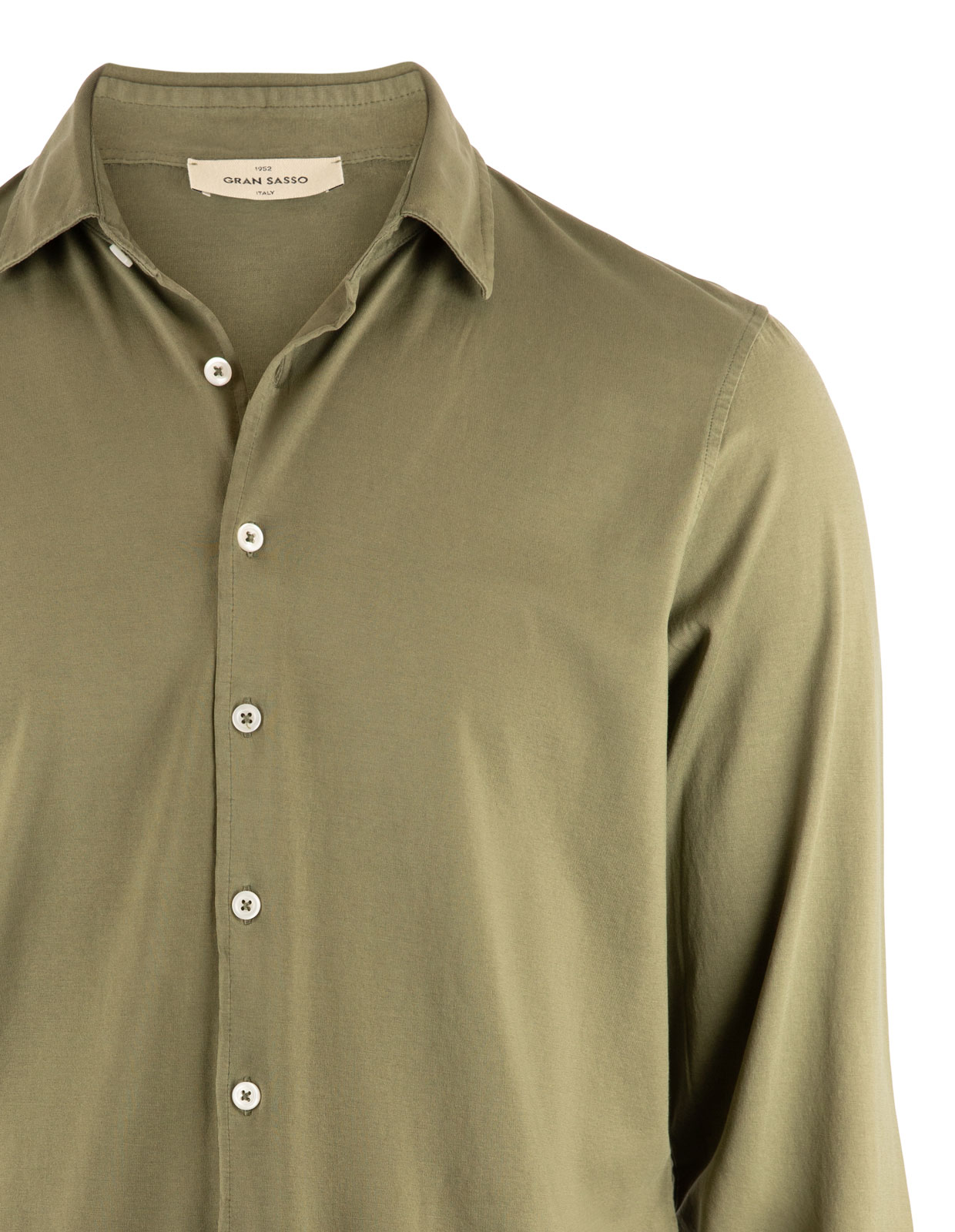 Jerseyskjorta Bomull Olivgrön Stl 50