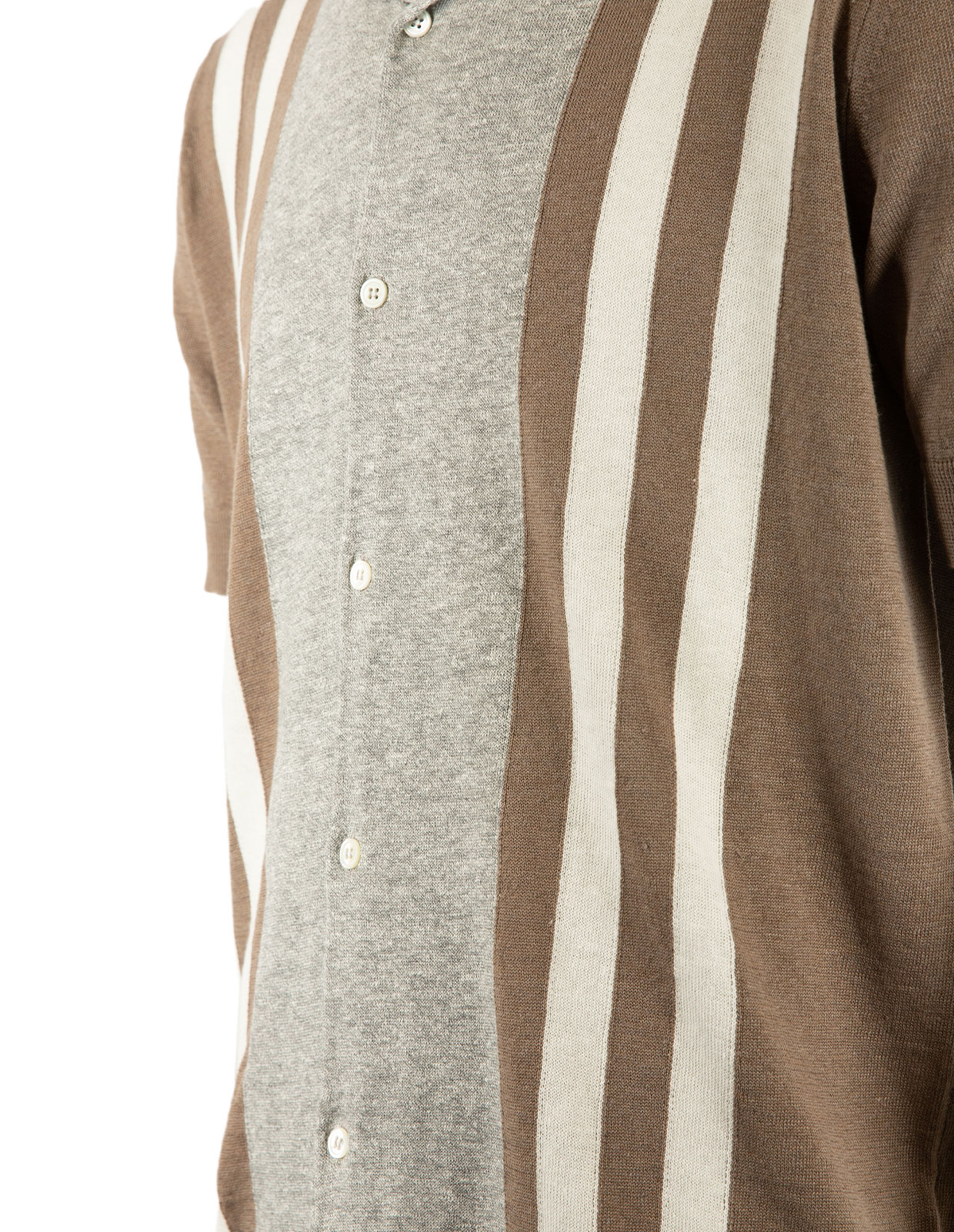 Bowlingskjorta Stickad Kortärmad Grey/Brown