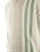 Bowlingskjorta Stickad Kortärmad Vit/Grå/Grön Stl S