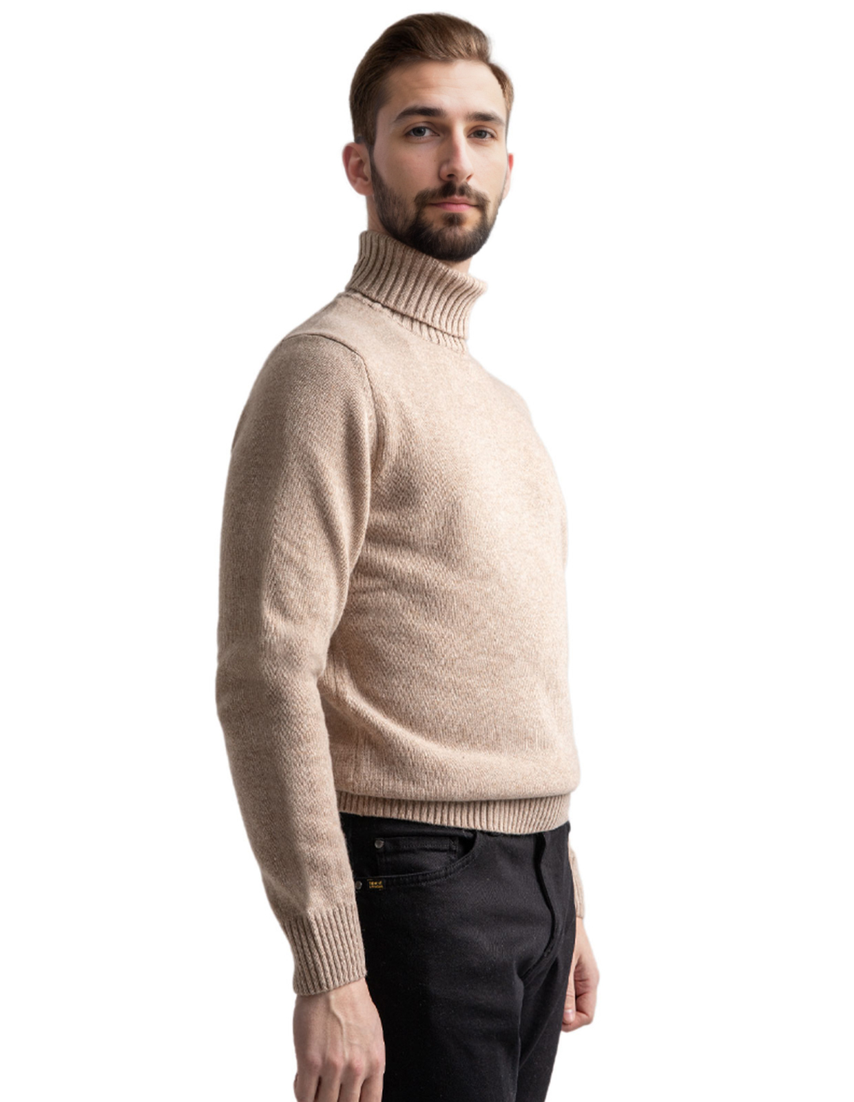 Polotröja Ull/Cashmere Beige Stl L