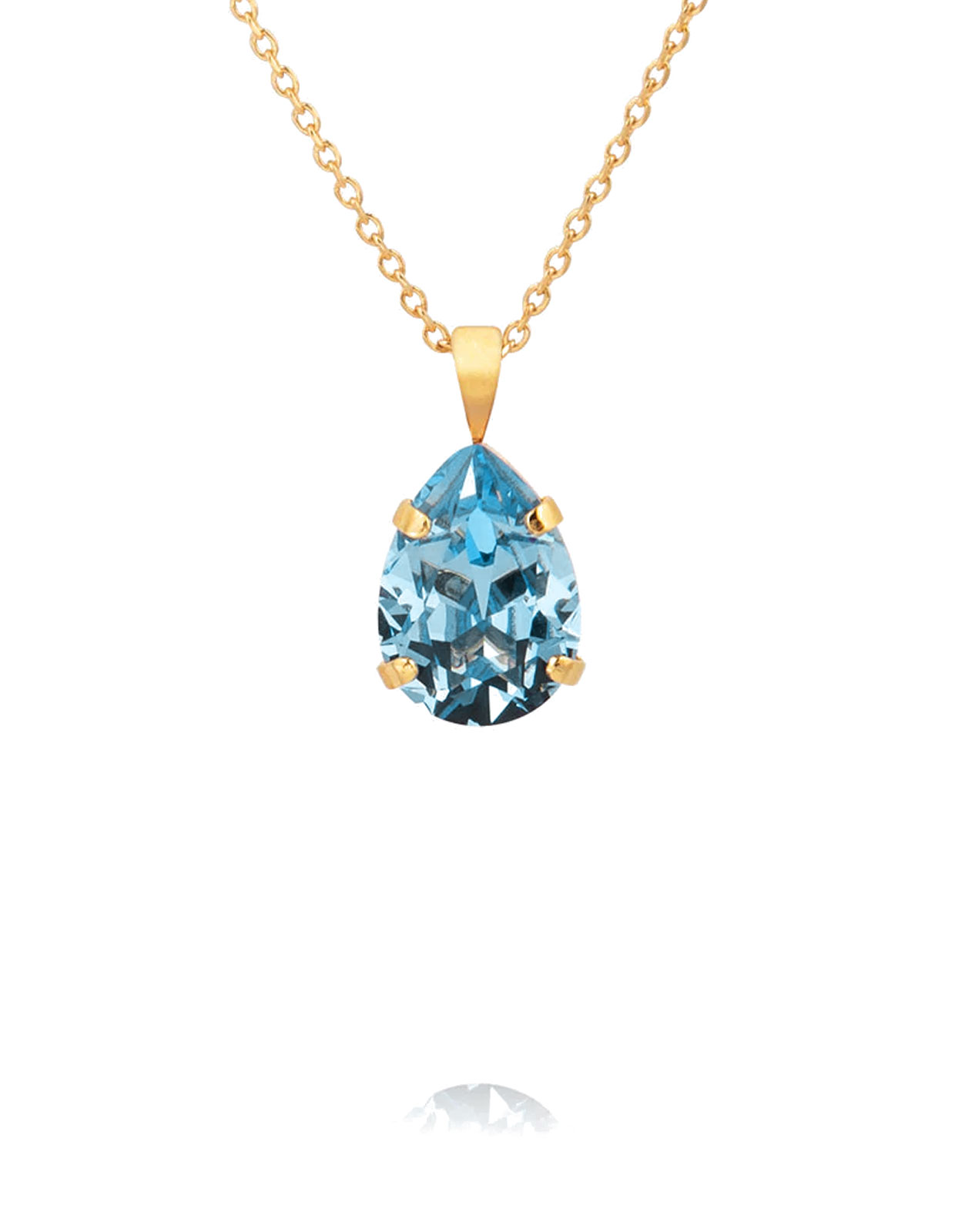 Mini Drop Necklace Gold Aquamarin