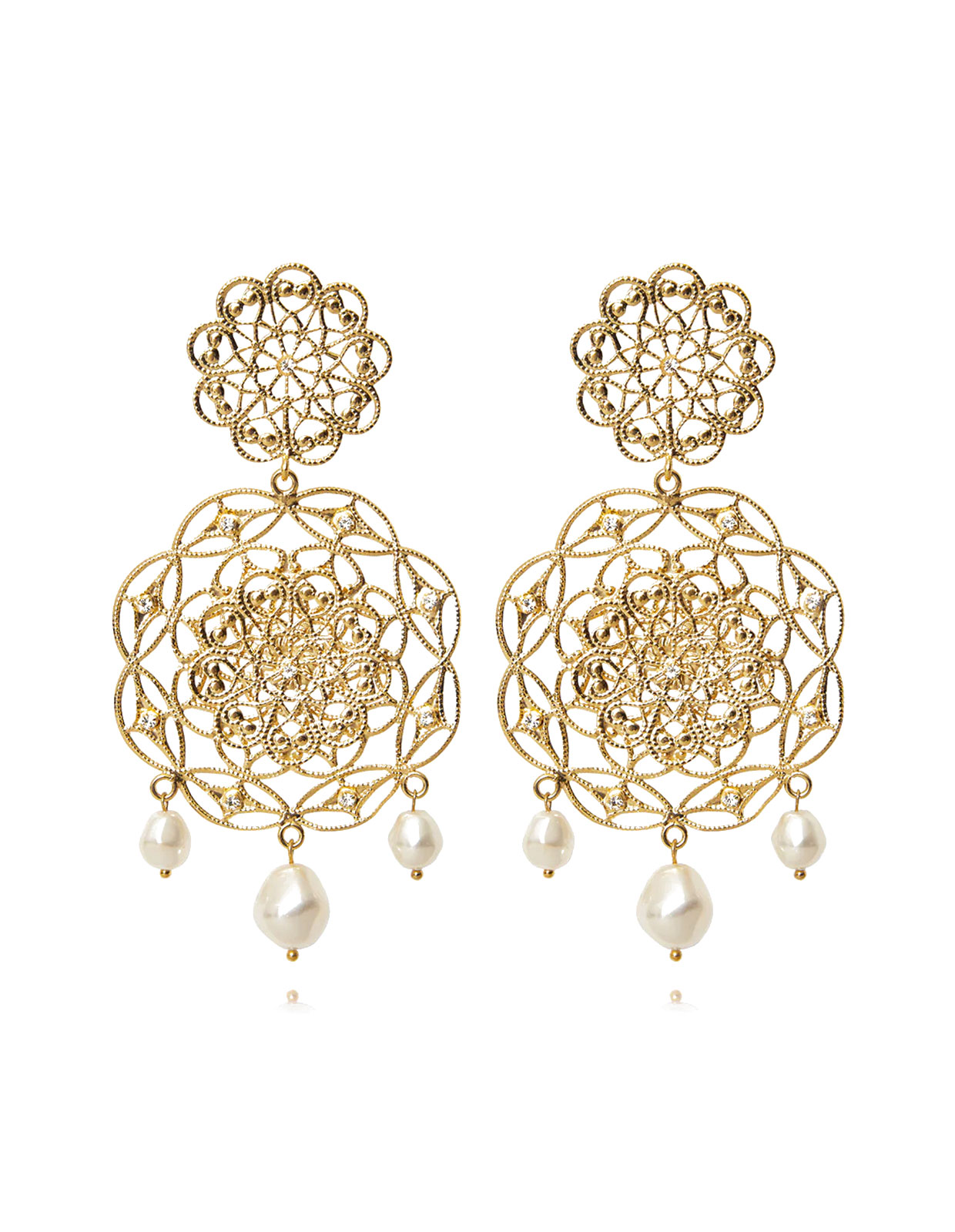 Gardenia Earrings Gold/Pearl