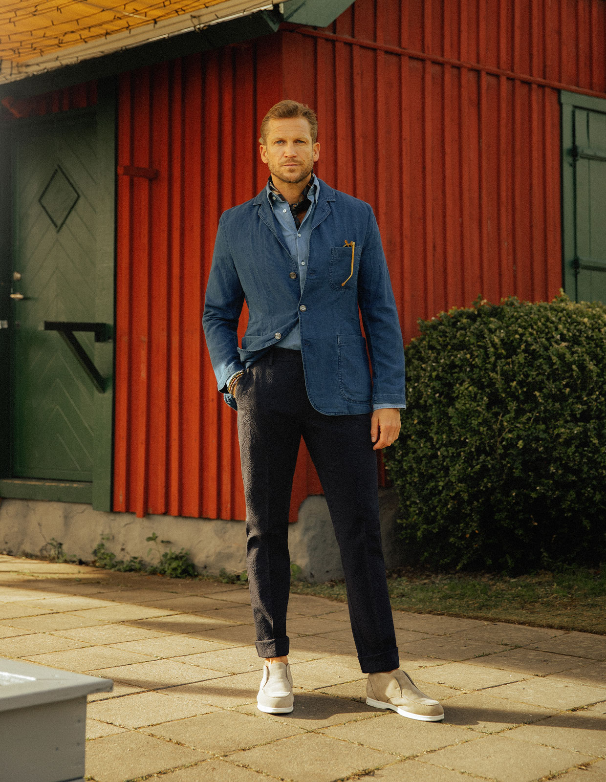 Morello Elax Seeersucker Byxa Navy