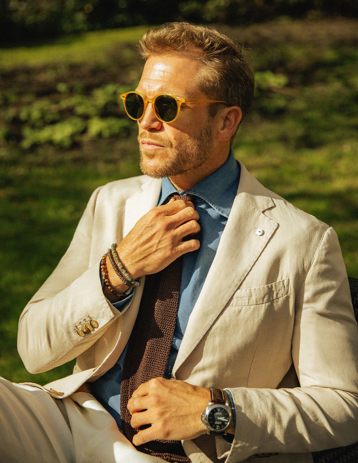 Grana Riso Stickad Slips Siden Mörkbrun One Size