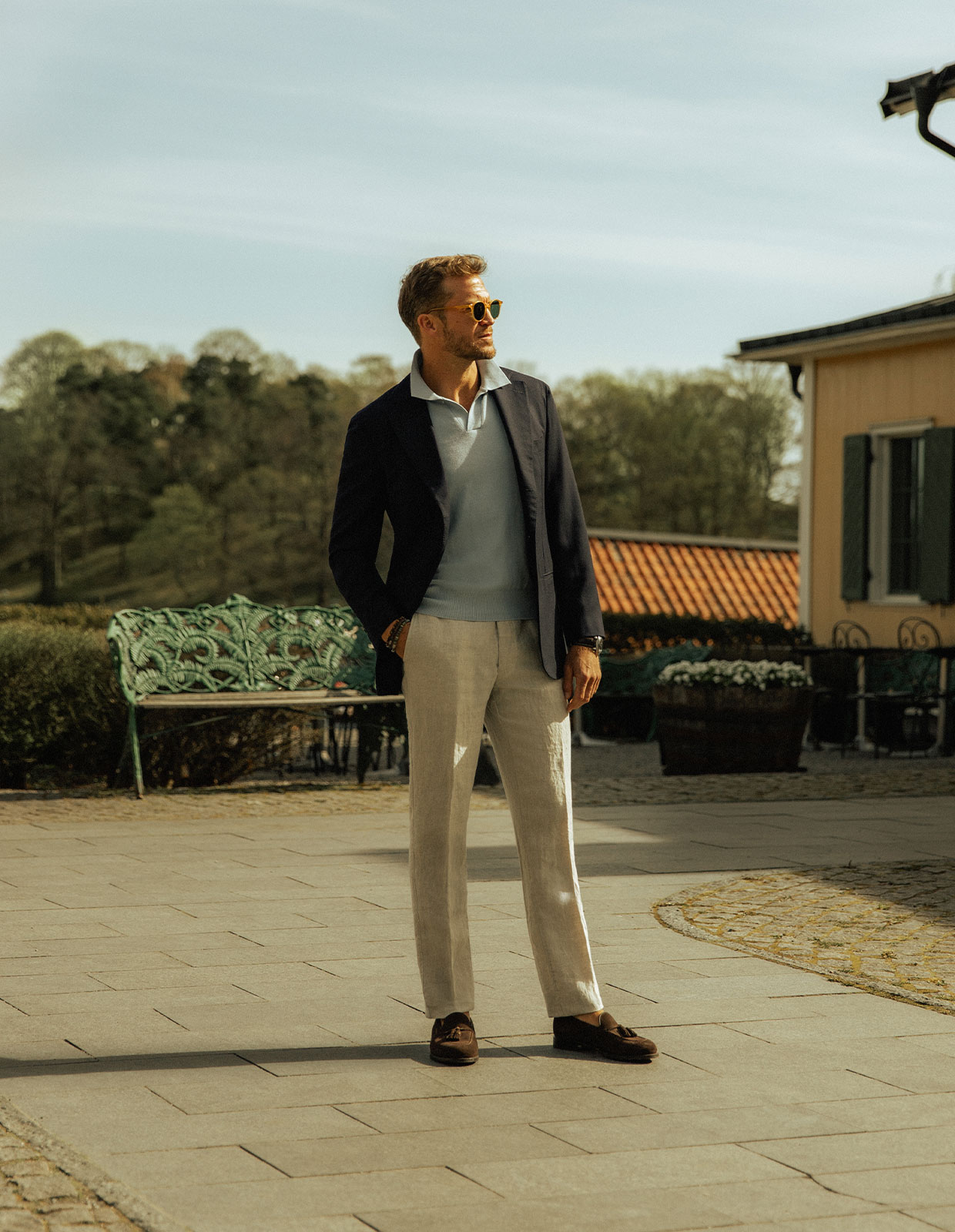 Byxa Linne Ljusbeige