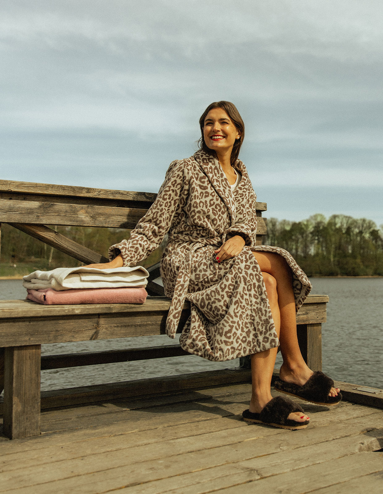 Grimsö Morgonrock Beige Leo