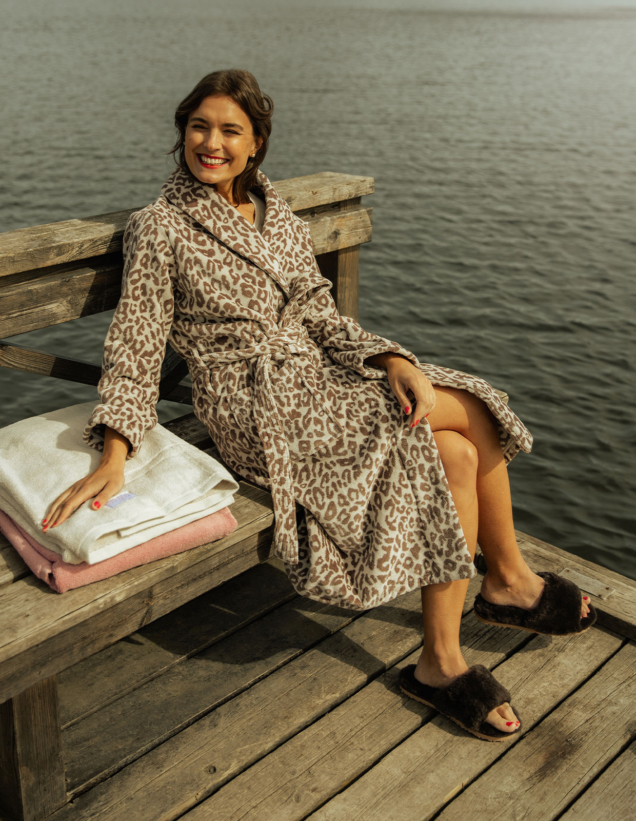 Grimsö Morgonrock Beige Leo