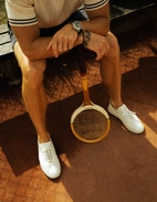 Racquet Unlined Leather Sneaker Vit