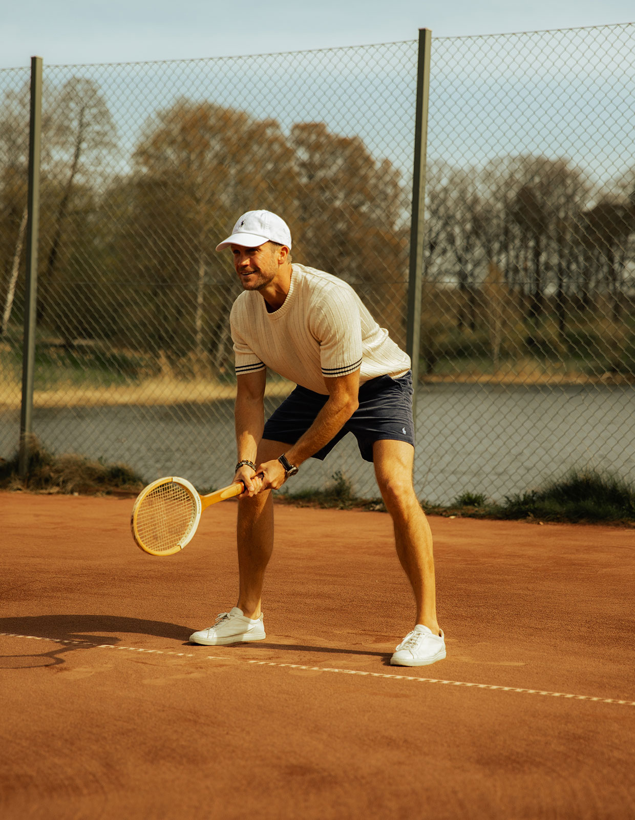 Racquet Unlined Leather Sneaker Vit