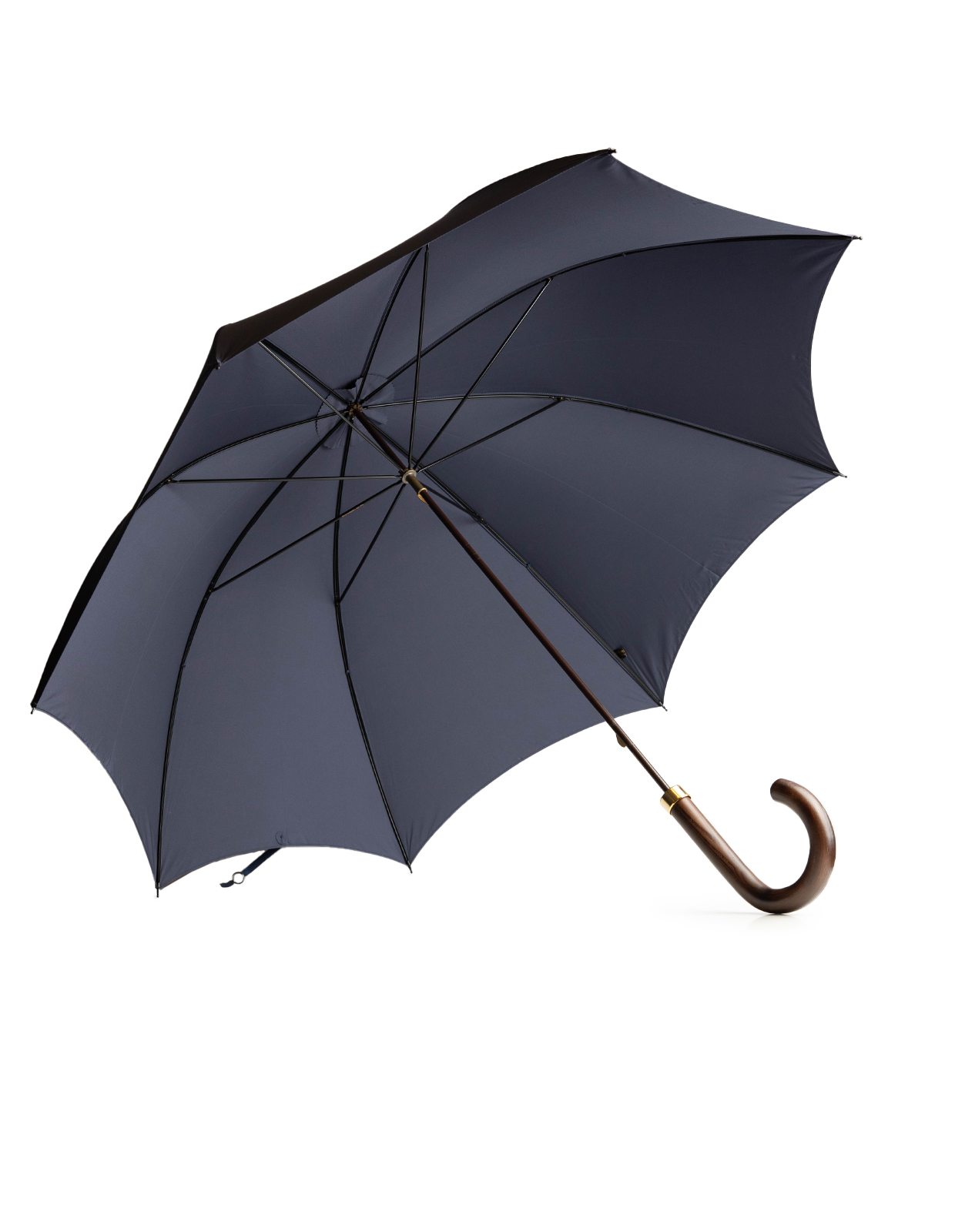 GT1 Paraply Trähandtag Brun/Navy