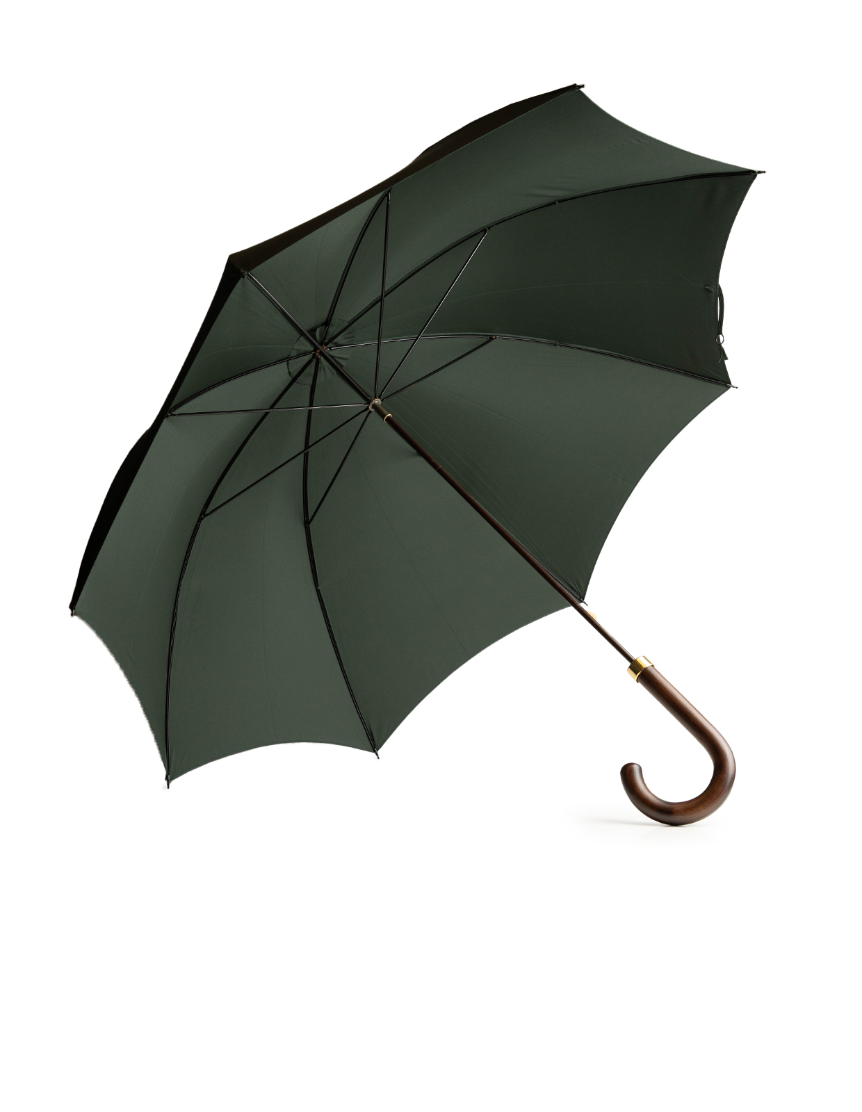 GT1 Paraply Trähandtag Brun/Mörkgrön One Size