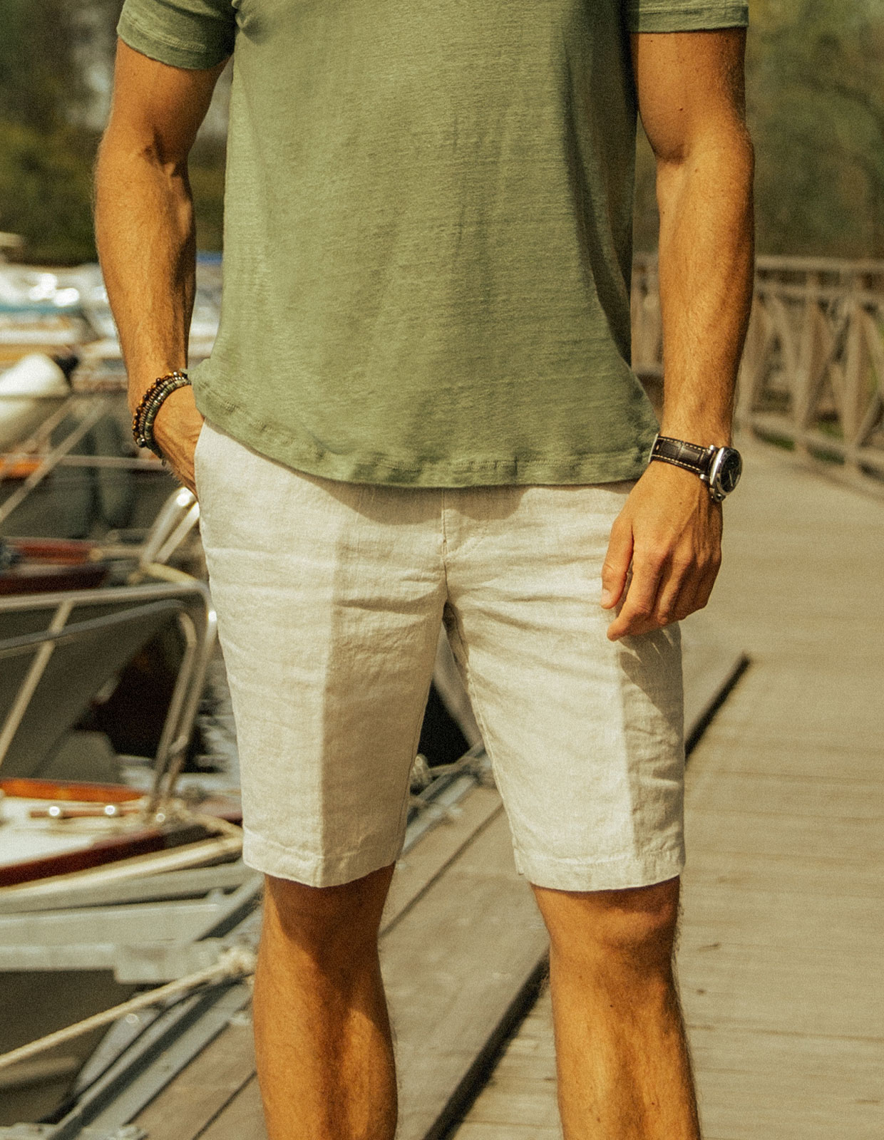 Shorts Linne Ljusbeige