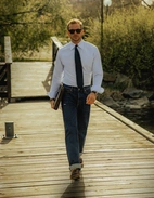 Slim Fit Oxford Skjorta Blå/Vit Randig Stl 43