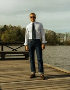 Slim Fit Oxford Skjorta Blå/Vit Randig Stl 43